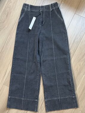 Mustard Seed Wide Leg Dark Gray Black Stitch-Panel Pants Oversized Small